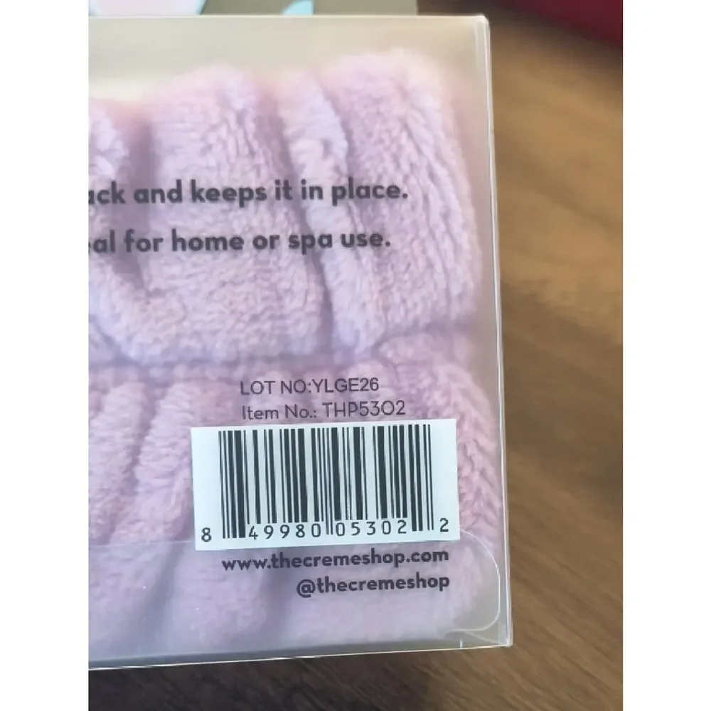 The Crème Shop 3D Teddy Peach Plushie Spa Headband - Pink & Teal NWT